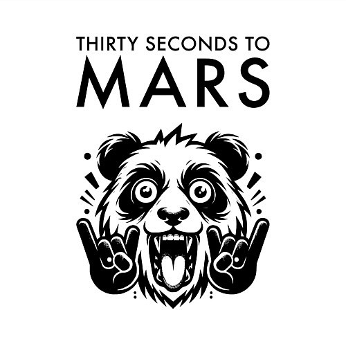 Мужской свитшот Thirty Seconds to Mars - rock panda / Белый – фото 3