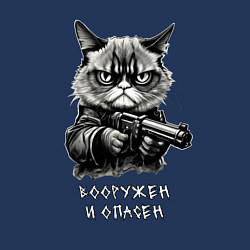 Свитшот хлопковый мужской Опасный кот, цвет: тёмно-синий — фото 2