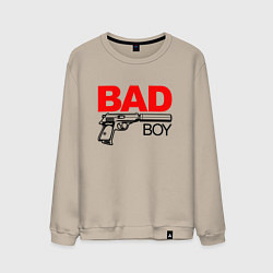 Свитшот хлопковый мужской Bad boy with gun, цвет: миндальный