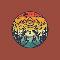 Свитшот хлопковый мужской Ленивец турист путешествует с рюкзаком, цвет: кирпичный — фото 2