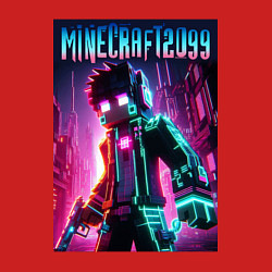 Свитшот хлопковый мужской Minecraft - ai art fantasy neon, цвет: красный — фото 2