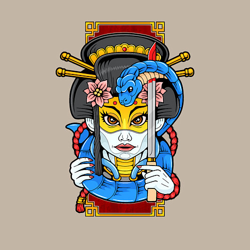 Мужской свитшот Японская девушка киборг куноити / Миндальный – фото 3