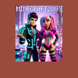 Свитшот хлопковый мужской Barbie and Ken Voxel ai art Minecraft 2099, цвет: кирпичный — фото 2