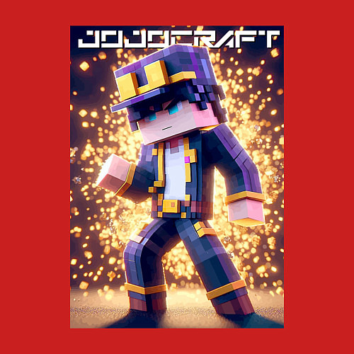 Мужской свитшот Jojo and Minecraft - collaboration ai art / Красный – фото 3