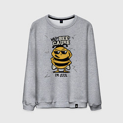 Свитшот хлопковый мужской Why bee cause im cool, цвет: меланж