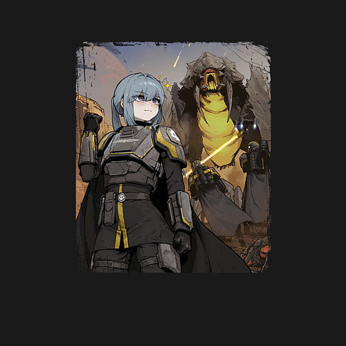 Мужской свитшот Helldivers x Anime / Черный – фото 3