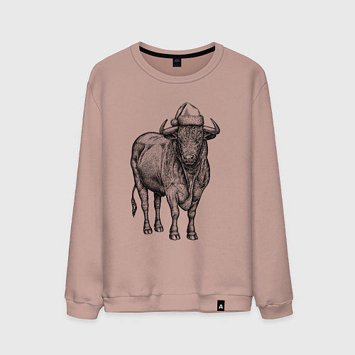 Мужской свитшот Новогодний бык / Пыльно-розовый – фото 1