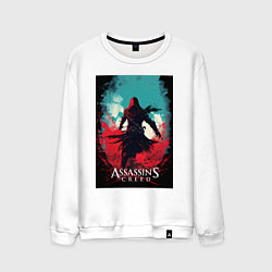 Мужской свитшот Assassins creed red blue abstract