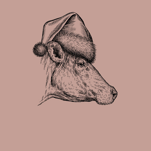 Мужской свитшот Новогодняя корова / Пыльно-розовый – фото 3