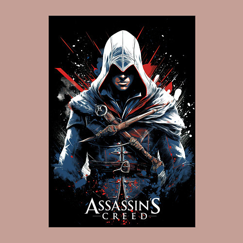 Мужской свитшот Assassins creed огненный фон / Пыльно-розовый – фото 3