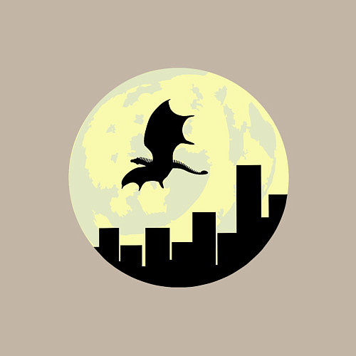 Мужской свитшот Дракон, летящий над городом / Миндальный – фото 3