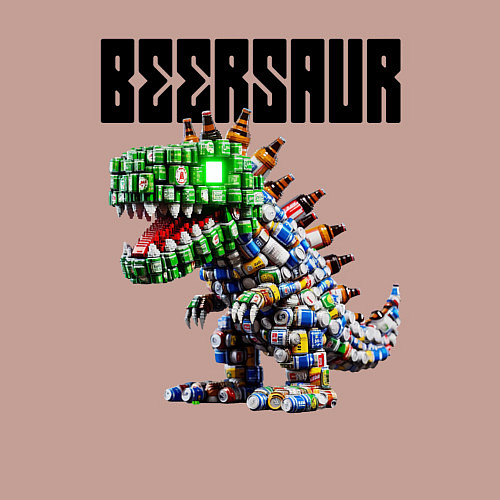 Мужской свитшот Beersaur - meme ai art / Пыльно-розовый – фото 3