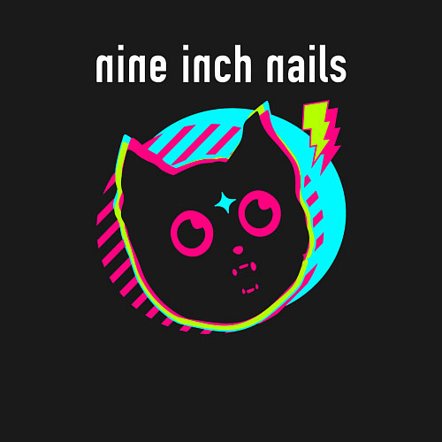 Мужской свитшот Nine Inch Nails rock star cat / Черный – фото 3