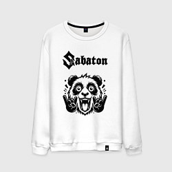 Свитшот хлопковый мужской Sabaton - rock panda, цвет: белый