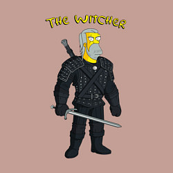 Свитшот хлопковый мужской Симпсоны ведьмак - прикол, цвет: пыльно-розовый — фото 2