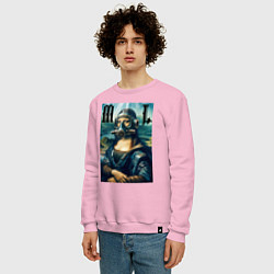 Свитшот хлопковый мужской Мона Лиза - стимпанк нейросеть, цвет: светло-розовый — фото 2