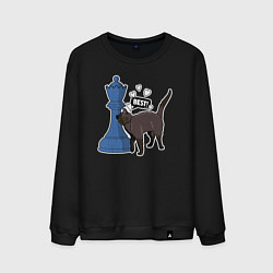 Мужской свитшот Кот Зефир и шахматный ферзь