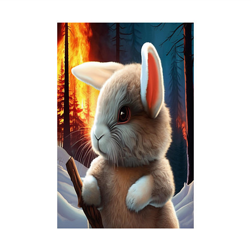 Мужской свитшот Заяц в огненном лесу / Белый – фото 3