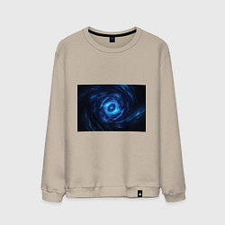 Свитшот хлопковый мужской Взрыв синий геометрической абстракции, цвет: миндальный