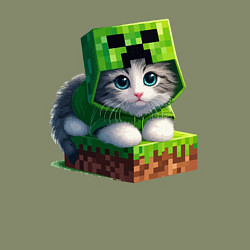 Свитшот хлопковый мужской Kitten creeper collaboration - ai art, цвет: авокадо — фото 2