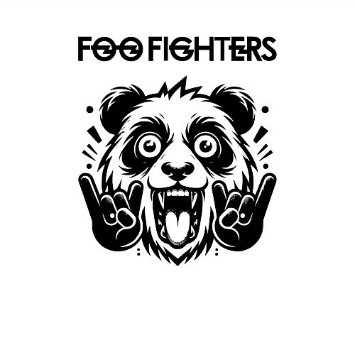 Мужской свитшот Foo Fighters - rock panda / Белый – фото 3