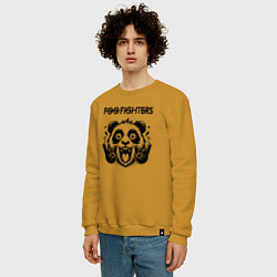 Свитшот хлопковый мужской Foo Fighters - rock panda, цвет: горчичный — фото 2
