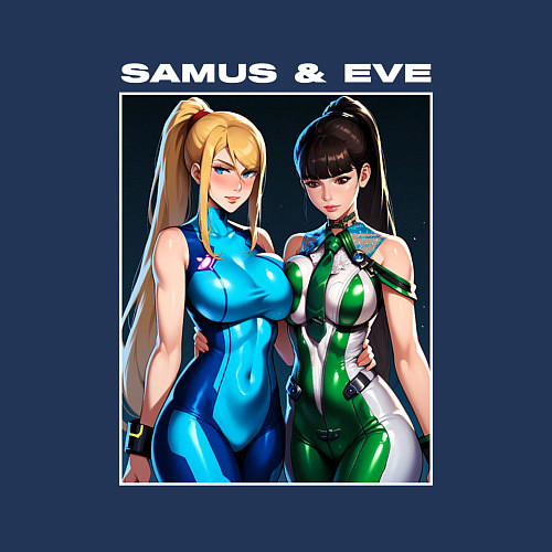 Мужской свитшот Самус Аран и Ева / Тёмно-синий – фото 3
