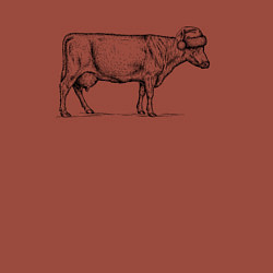 Свитшот хлопковый мужской Новогодняя корова сбоку, цвет: кирпичный — фото 2