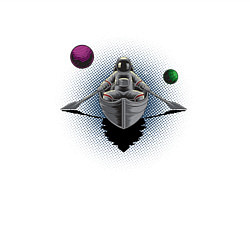 Свитшот хлопковый мужской Космонавт плывет в лодке, цвет: белый — фото 2