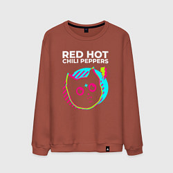 Свитшот хлопковый мужской Red Hot Chili Peppers rock star cat, цвет: кирпичный