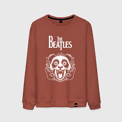 Свитшот хлопковый мужской The Beatles rock panda, цвет: кирпичный