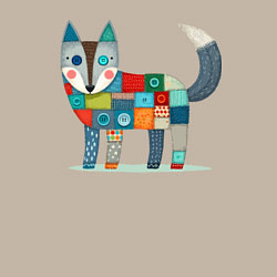 Свитшот хлопковый мужской Funny fox - patchwork ai art, цвет: миндальный — фото 2