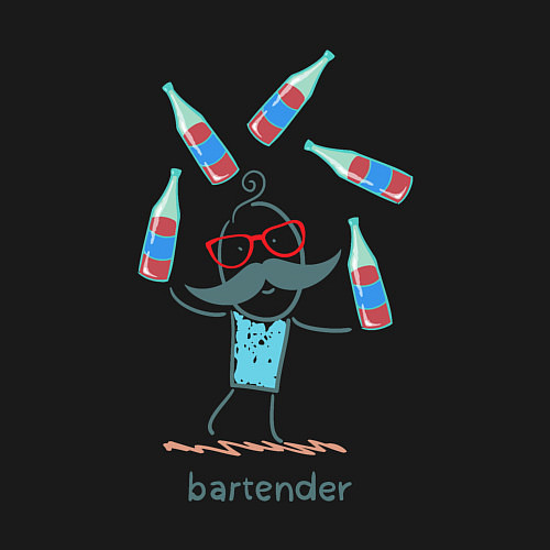 Мужской свитшот Бармен жонглёр / Черный – фото 3