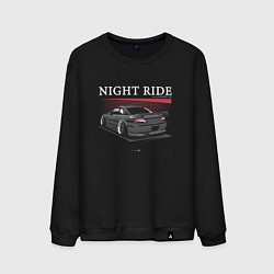 Свитшот хлопковый мужской Nissan skyline night ride, цвет: черный