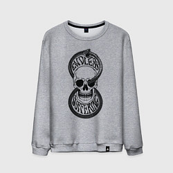 Свитшот хлопковый мужской Уроборос змея и череп, цвет: меланж