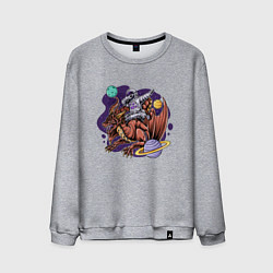 Свитшот хлопковый мужской Даб космонавт на драконе, цвет: меланж