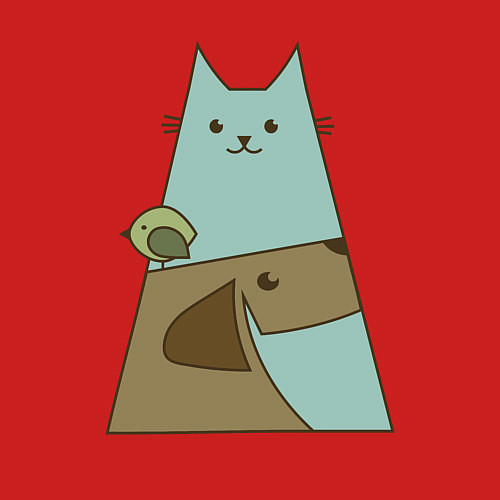 Мужской свитшот Собачка птичка кошечка / Красный – фото 3