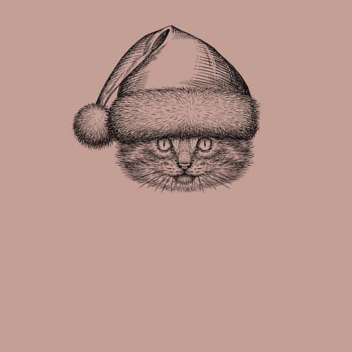 Мужской свитшот Котенок в новогоднем колпаке / Пыльно-розовый – фото 3