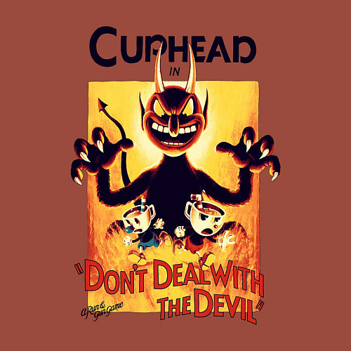 Мужской свитшот Капхед - дьявол / Кирпичный – фото 3