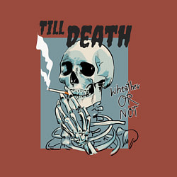 Свитшот хлопковый мужской Курящий скелет, цвет: кирпичный — фото 2