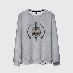 Свитшот хлопковый мужской Череп с кинжалом, цвет: меланж