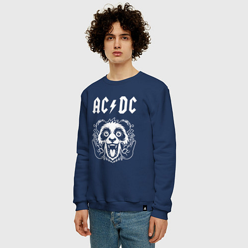 Мужской свитшот AC DC rock panda / Тёмно-синий – фото 3