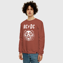Свитшот хлопковый мужской AC DC rock panda, цвет: кирпичный — фото 2