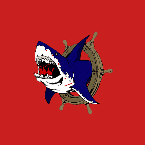 Мужской свитшот Акула и штурвал / Красный – фото 3