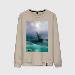 Мужской свитшот Корабль среди бурного моря