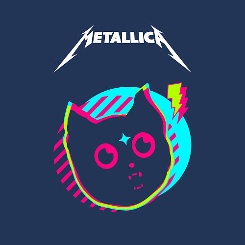 Мужской свитшот Metallica rock star cat / Тёмно-синий – фото 3
