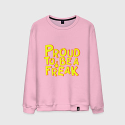 Свитшот хлопковый мужской Proud to be a freak, цвет: светло-розовый