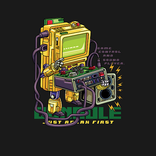 Мужской свитшот Ретро компьютер геймер / Черный – фото 3