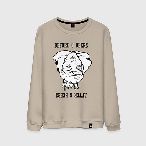 Мужской свитшот До и после шести пива / Миндальный – фото 1