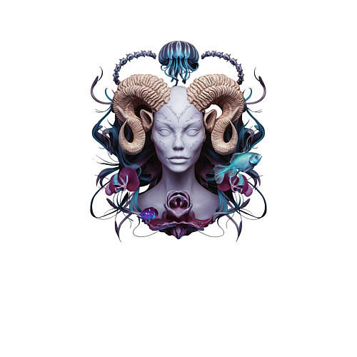 Мужской свитшот Девушка-демон / Белый – фото 3